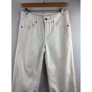 Women With Control White Straight-Leg Pants Size 4 Cotton/Polyester Blend